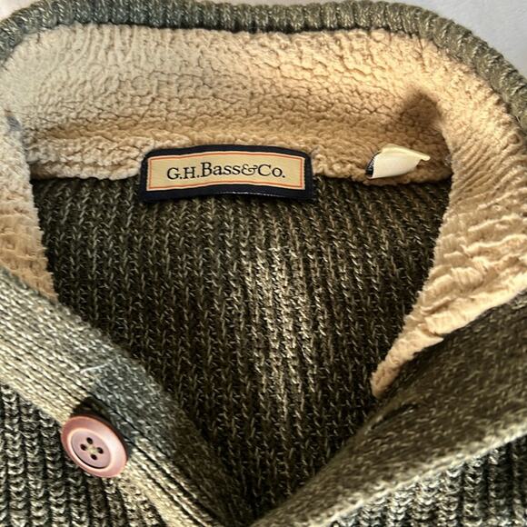 GH BASS & CO MEN'S Heavy FLEECE PULLOVER SWEATER SZ L - Picture 4 of 7